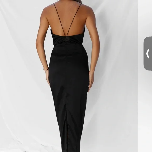 All Things Golden Elegant Black Strapless Dress; Small - Picture 3 of 9